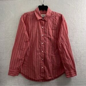 American Eagle Outfitters Red and White Casual Button Down Shirt